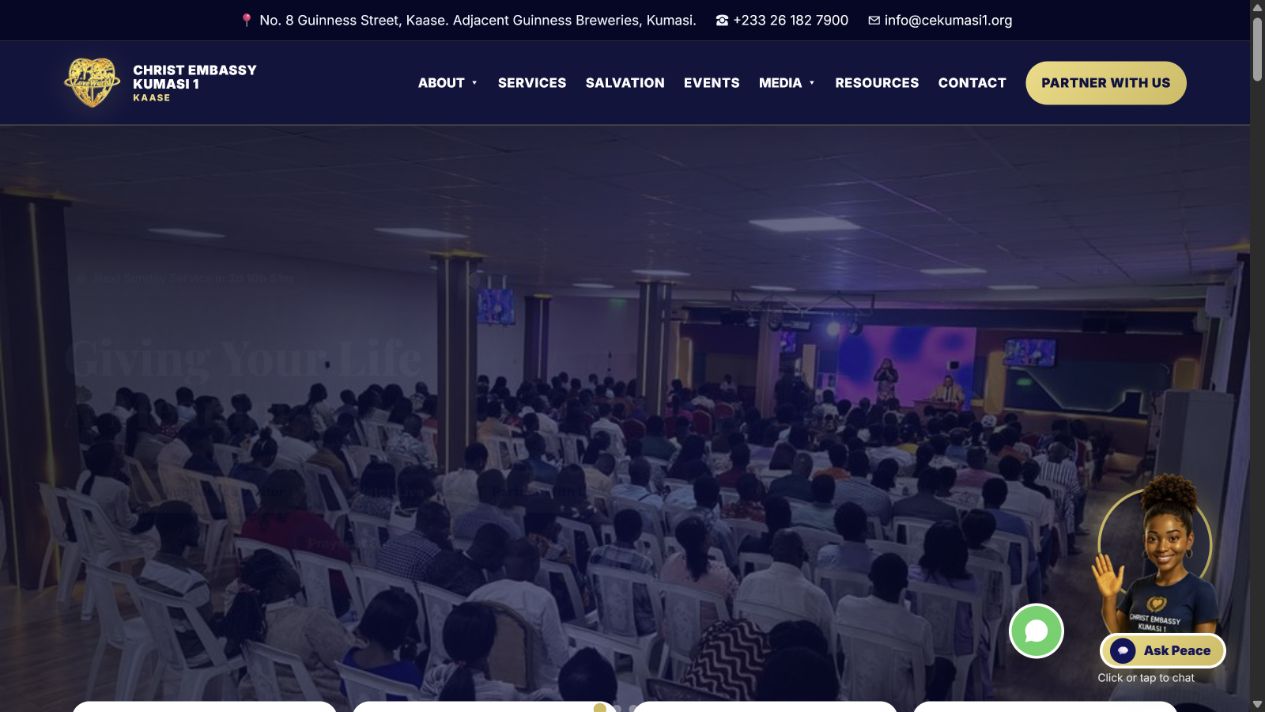 Christ Embassy Kumasi 1 website homepage